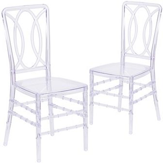 Emma And Oliver 2 pk Transparent Design Stacking Chair With Designer Back
