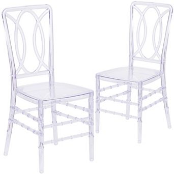Emma And Oliver 2 pk Transparent Design Stacking Chair With Designer Back