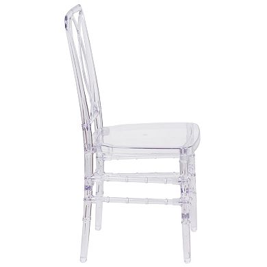 Emma And Oliver 2 Pk Transparent Design Stacking Chair With Designer Back
