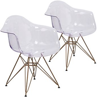 Emma And Oliver 2 Pack Transparent Side Chair With Solid Base