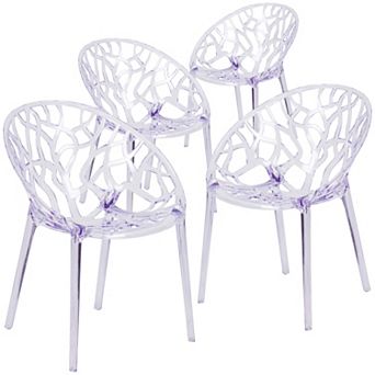 Emma And Oliver 4 Pack Transparent Stacking Side Chair