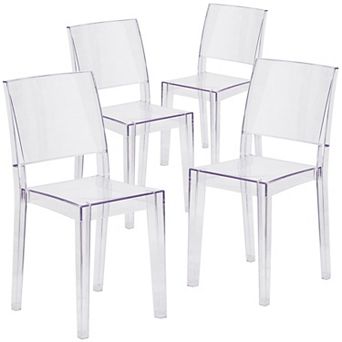 Emma And Oliver 4 Pack Transparent Stacking Side Chair