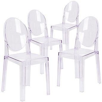 Emma And Oliver 4 Pack Ghost Chair With Oval Back