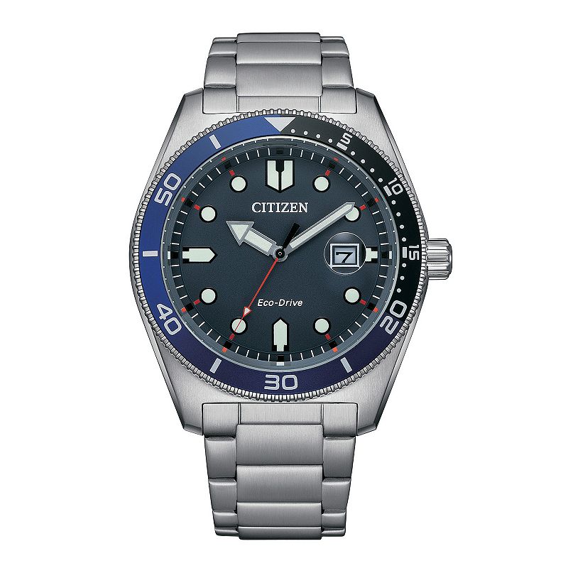 Citizen Men's Eco-Drive Marine Stainless Steel Bracelet Watch, Size: 43MM, Blue Silver