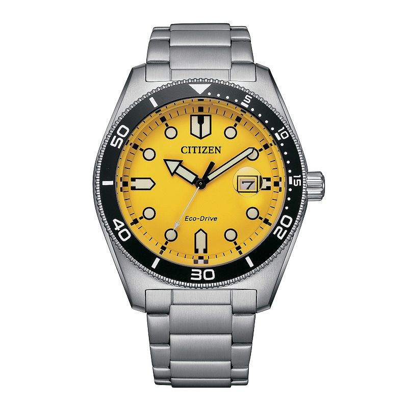 Citizen Men's Eco-Drive Marine Stainless Steel Bracelet Watch, Size: 43MM, Yellow Silver