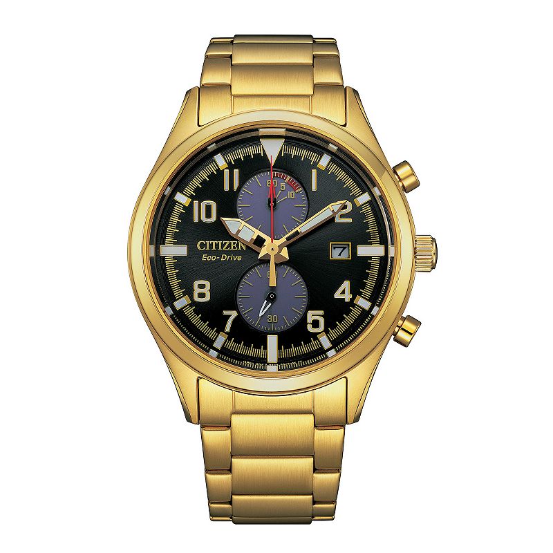 Citizen Men's Eco-Drive Gold-Tone Stainless Steel Chronograph Bracelet Watch - CA7022-87E, Size: 43MM