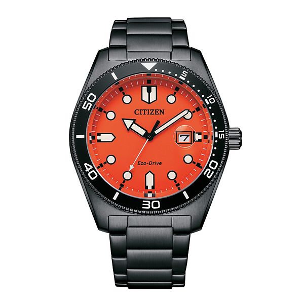 Citizen Men's Eco-Drive Marine Black Ion-Plated Stainless Steel Bracelet Watch - AW1765-88X - Black