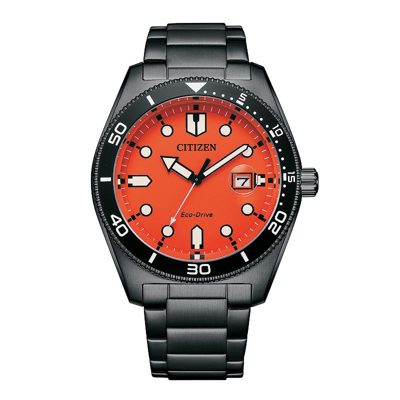 Citizen Men's Eco-Drive Marine Black Ion-Plated Stainless Steel Bracelet Watch - AW1765-88X, Size: 43MM