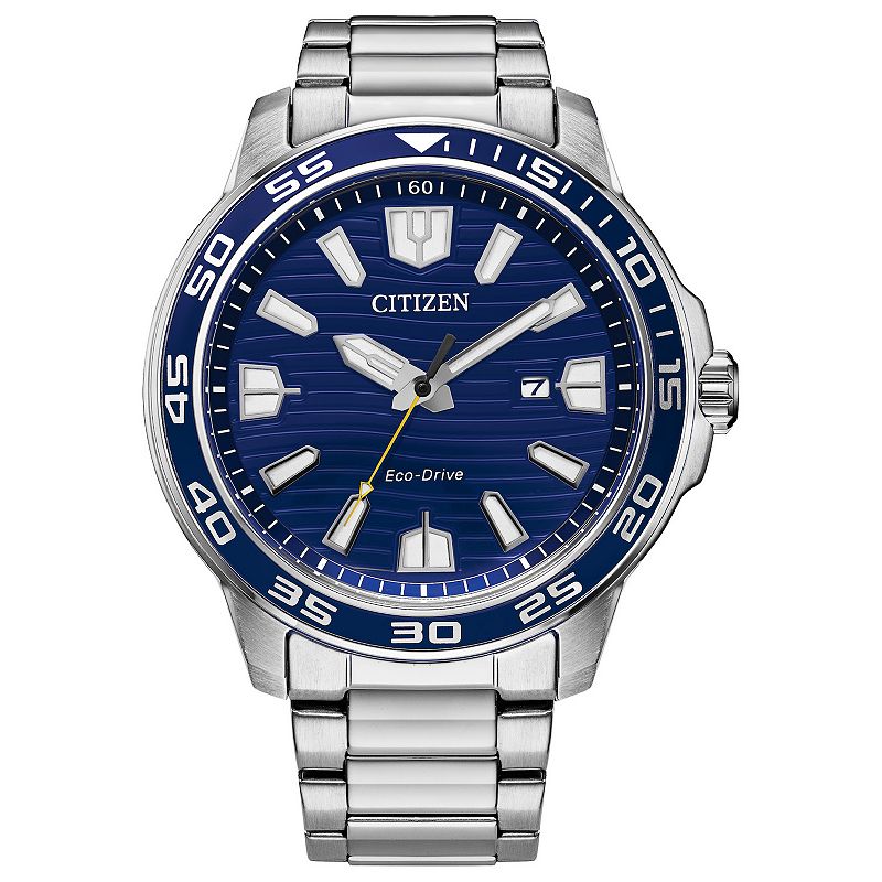 Citizen Men's Eco-Drive Sport Stainless Steel Bracelet Watch - AW1700-59L, Size: 45MM, Blue Silver