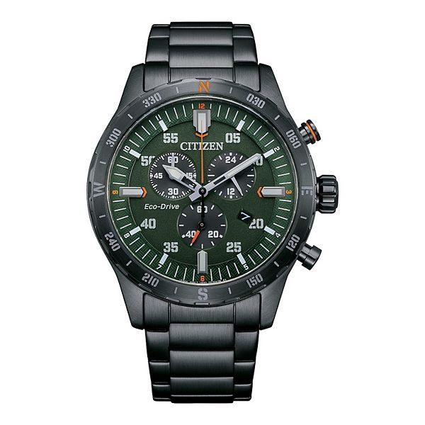Citizen Men's Eco-Drive Gray Ion-Plated Stainless Steel Chronograph Bracelet Watch - AT2527-80X - Gray