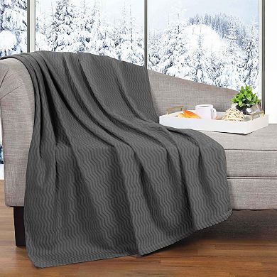 SUPERIOR Jena Cotton Textured Chevron Lightweight Woven Blanket