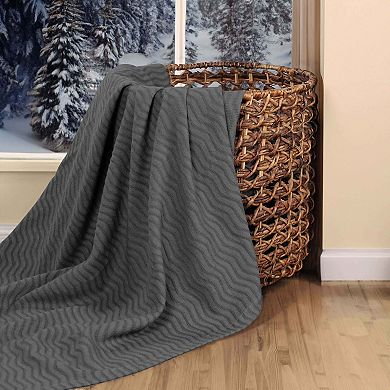 SUPERIOR Jena Cotton Textured Chevron Lightweight Woven Blanket