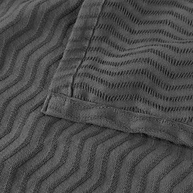 SUPERIOR Jena Cotton Textured Chevron Lightweight Woven Blanket