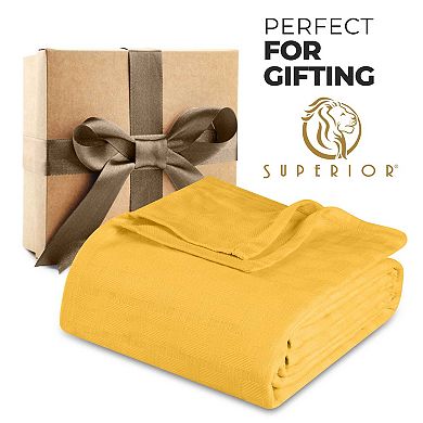 SUPERIOR Basketweave All-Season Cotton Blanket