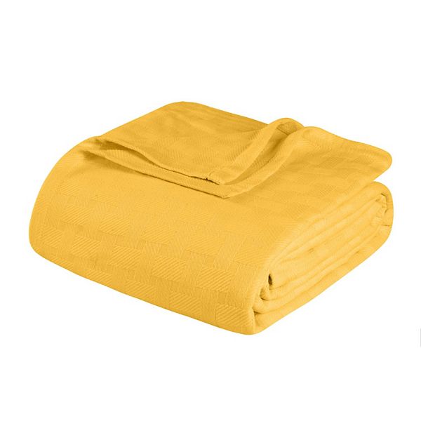 SUPERIOR Basketweave All-Season Cotton Blanket - Gold (TWIN)