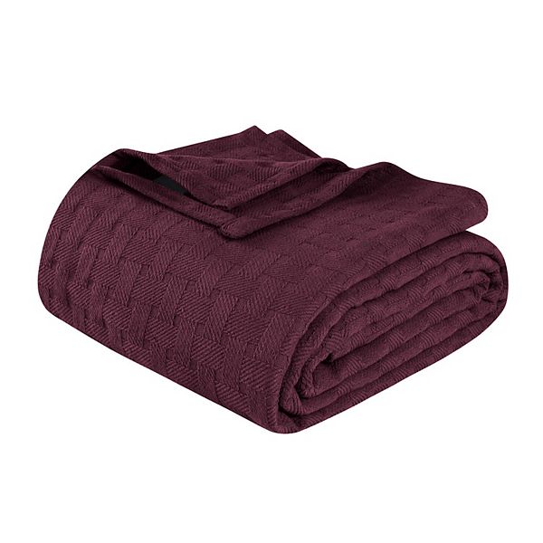 SUPERIOR Basketweave All-Season Cotton Blanket - Plum (TWIN)