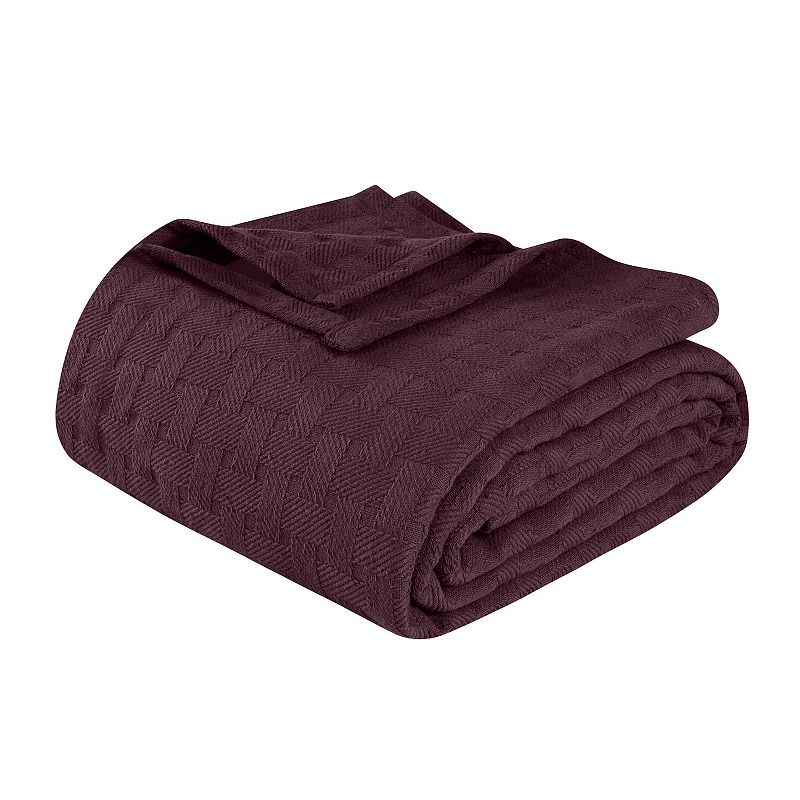 SUPERIOR Basketweave All-Season Cotton Blanket, Purple