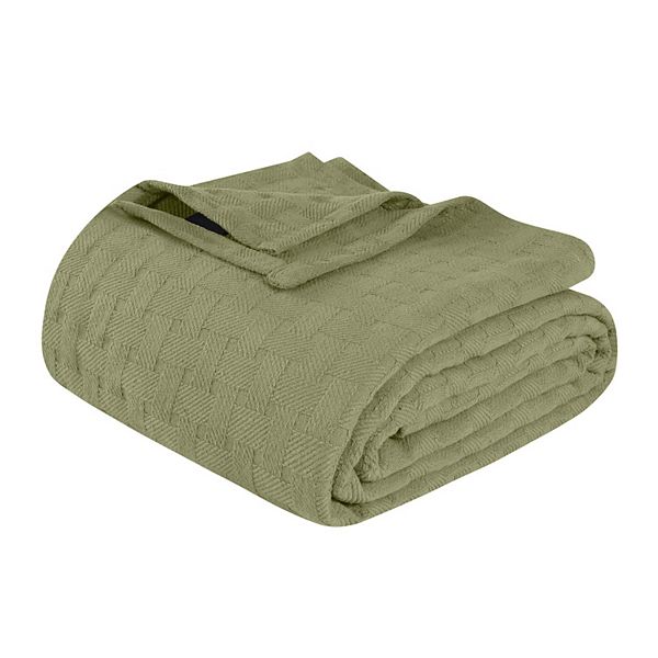 SUPERIOR Basketweave All-Season Cotton Blanket - Sage (TWIN)
