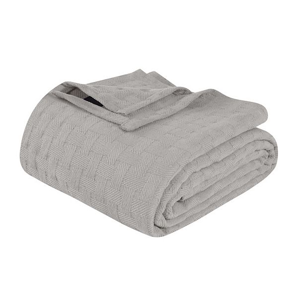 SUPERIOR Basketweave All-Season Cotton Blanket - Silver (THROW)