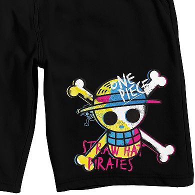 Men's One Piece Straw Hat Pirates Emblem Pajama Shorts