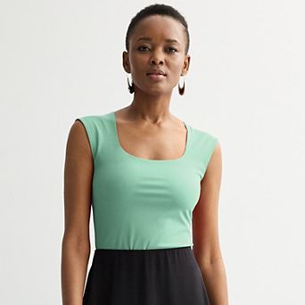 Women's Nine West Sculpt Square Neck Cap Sleeve Bodysuit