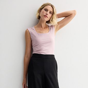 Women's Nine West Sculpt Square Neck Cap Sleeve Bodysuit