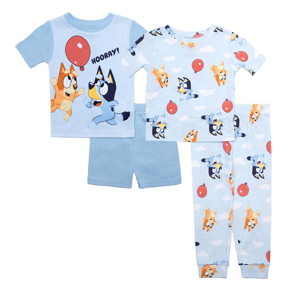 Toddler Boys Bluey "Balloon Play" Pajama Shirts, Pajama Pants and Pajama Shorts 4-Piece Set