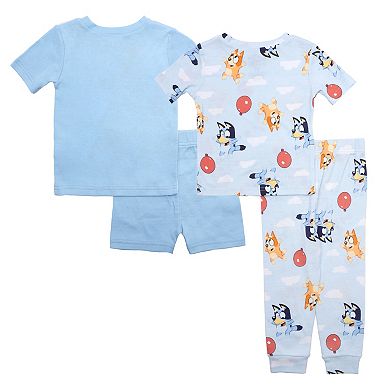 Toddler Boys Bluey "Balloon Play" Pajama Shirts, Pajama Pants and Pajama Shorts 4-Piece Set