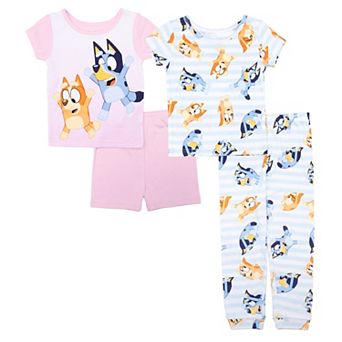 Toddler Girl Bluey 4 pc "Jumping Fun" Pajama T-Shirts, Pajama Shorts & Pajama Pants Set