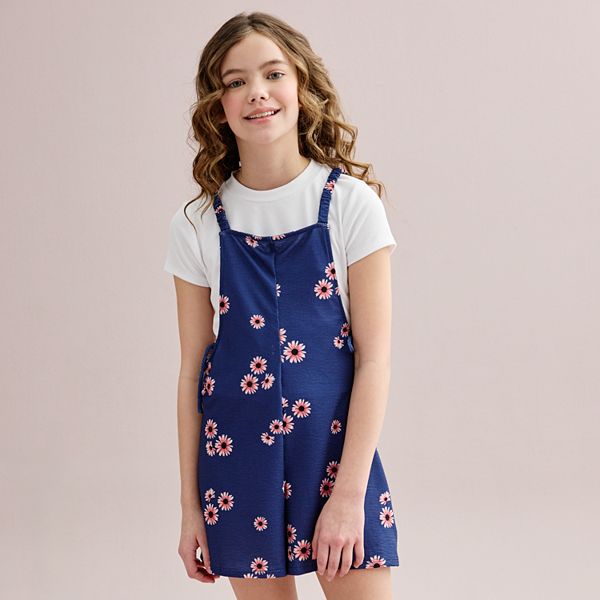 Girls 7-16 Speechless Basic Tee & Floral Print Romper Set in Regular & Plus