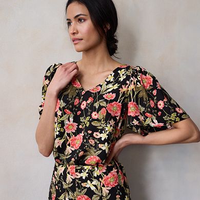Petite LC Lauren Conrad Flutter Sleeve V-Neck Top