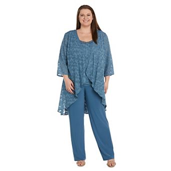Plus Size R&M Richards Duster Tank Top Pantsuit 3 pc Set