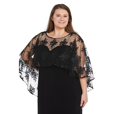 Plus Size R&M Richards Long Sheer Illusion Embellished Evening Gown