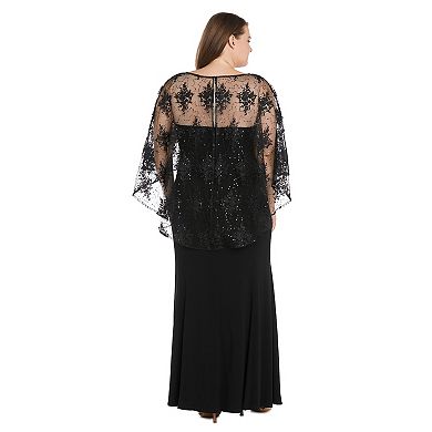 Plus Size R&M Richards Long Sheer Illusion Embellished Evening Gown