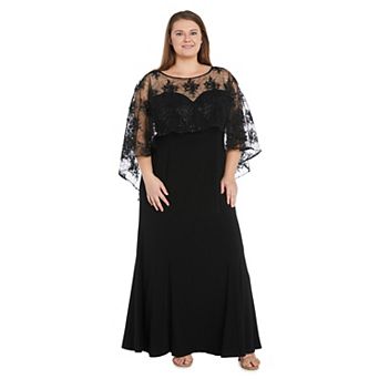 Plus Size R&M Richards Long Sheer Illusion Embellished Evening Gown