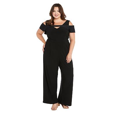 Plus Size R&M Richards Rhinestone Peek-A-Boo Jumpsuit