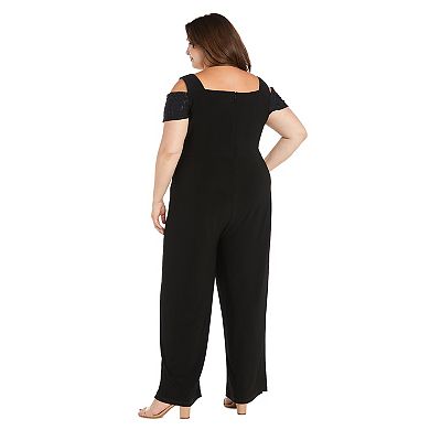 Plus Size R&M Richards Rhinestone Peek-A-Boo Jumpsuit