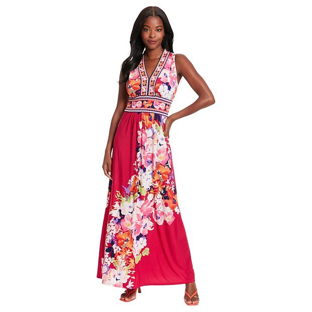 green emerald velvet dress Consuela Sleeveless Maxi in Palace Floral