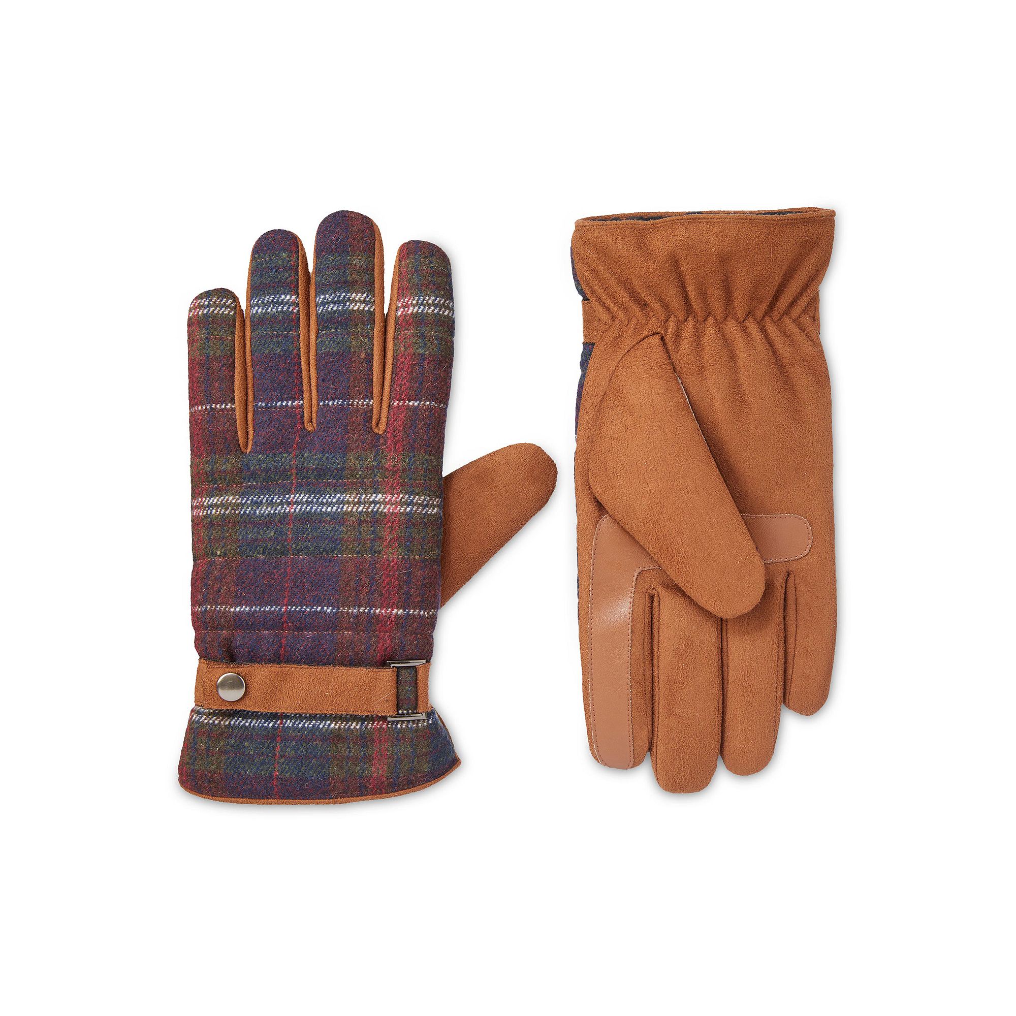 Mens isotoner Quilted Microsuede Water Resistant and Touchscreen Gloves, S