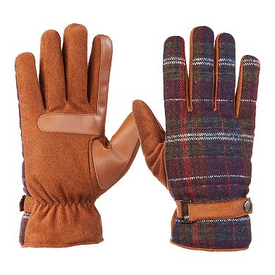 Men's isotoner Quilted Microsuede Water Resistant and Touchscreen Gloves