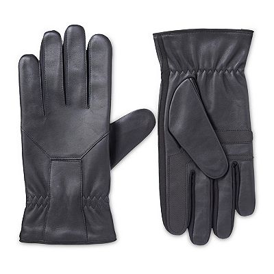 Men s isotoner Water Repellent Leather Touchscreen Stretch Gloves