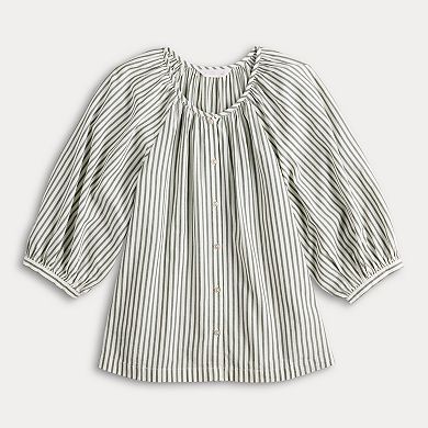 Women's LC Lauren Conrad Raglan Sleeve Button Front Top