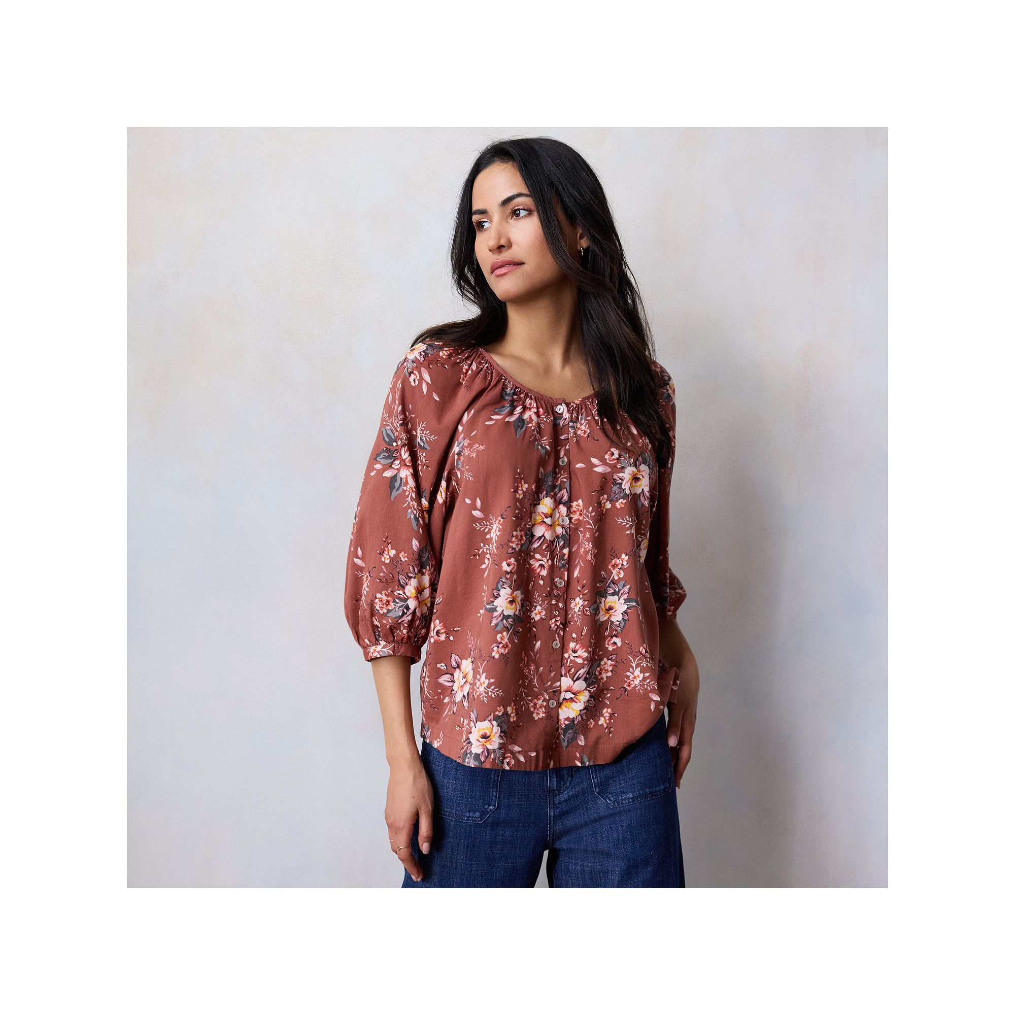 Womens LC Lauren Conrad Raglan Sleeve Button Front Top, Size: XS, Red Gene