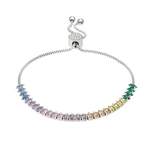 Holly Adjustable Tennis Bracelet with Cubic Zirconia in Sterling Silver