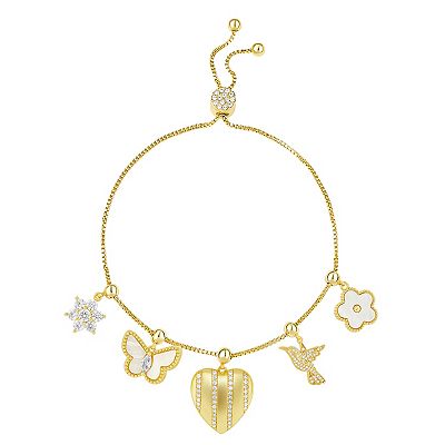 Brilliance 18k Gold Flash Plated Cubic Zirconia and Mother of Pearl