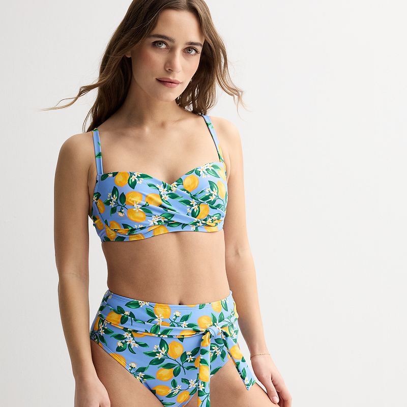 Women's Draper James Twist Underwire Bikini Top, Size: Medium, Yellow Blossom