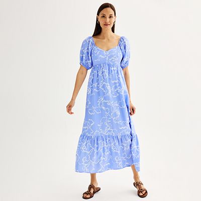 tiered mini dress Aria Ruffle • Shop American Threads Online Boutique White / S Blue Planet | small Size:06 Machine Washable Tumble dry low