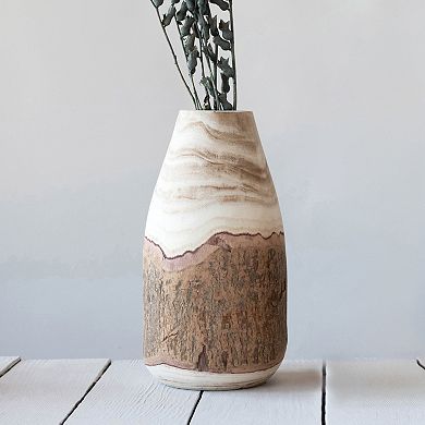 Storied Home Carved Paulownia Wood Vase
