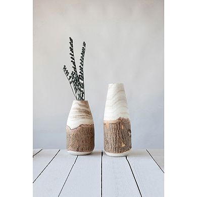 Storied Home Carved Paulownia Wood Vase