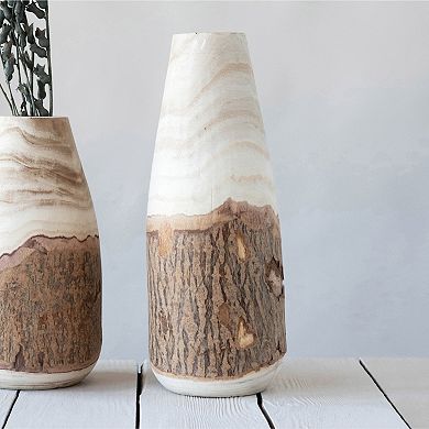 Storied Home Carved Paulownia Wood Vase